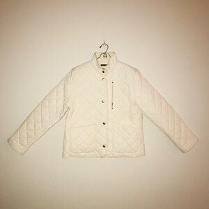 Quilted Women's Ivory White Jacket with Gold Snap Buttons - By Ralph Lauren